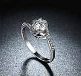 2.3ct Round Diamond Unique Swirl Solitaire Engagement Ring 14K White Gold Finish