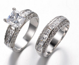 4.5ct Princess Cut Diamond Bridal Solitaire Ring Band Set 14K White Gold Finish