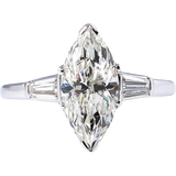 4ct Marquise Diamond Trilogy Engagement Ring 14K White Gold Over Baguette Accent