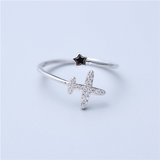 Aeroplane Design Engagement Ring 1.7ct Round Cut Diamond 14k White Gold Finish