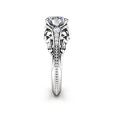 2.4ct Round Cut Diamond Engagement Ring 14k White Gold Finish Art Deco Filigree