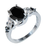 1.5ct Oval Black Diamond Elegant Solitaire Engagement Ring 14K White Gold Over