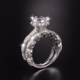 3ct Round Cut Diamond Engagement Ring 18k White Gold Over Milgrain Bridal Set