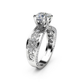2.5ct Round Cut VVS1D Diamond Engagement Ring 14k WhiteGold Over Unique Filigree