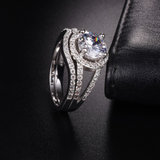 3.5ct Round Cut Diamond Engagement Ring 18k WhiteGold Over Split Band Bridal Set