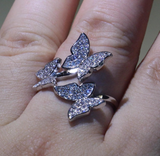 3.5ct Round Cut Diamond Engagement Ring 14k WhiteGold Over Butterfly Open Bypass