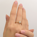 0.9ct Round Cut Diamond Engagement Ring 14k Yellow Gold Finish Solitaire Women