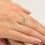 0.9ct Round Cut Diamond Engagement Ring 14k Yellow Gold Finish Solitaire Women