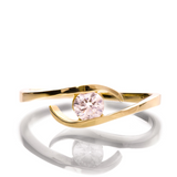 0.9ct Round Cut Diamond Engagement Ring 14k Yellow Gold Finish Swirl Solitaire