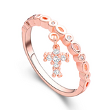 1.5ct Round Diamond Christ Cross Minimalist Slim Ring Band 14K Rose Gold Over