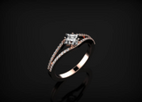 2.5ct Princess Cut VVS1D Diamond Engagement Ring 14k Rose Gold Over Split Shank