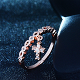 1.5ct Round Diamond Christ Cross Minimalist Slim Ring Band 14K Rose Gold Over