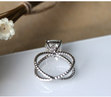 1.5ct Cushion Cut Diamond Engagement Ring 14k White Gold Finish Rope Split Shank