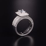 3.5ct Radiant Diamond Engagement Ring 14k White Gold Over Milgrain Double Halo