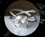 1.5ct Cushion Cut Diamond Engagement Ring 14k White Gold Finish Rope Split Shank