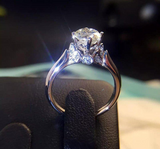 2.2ct Round Cut Diamond Engagement Ring 14k White Gold Finish Unique Solitaire