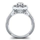 2.5ct Round Diamond Engagement Ring 14k WhiteGold Over Antique Milgrain Floral