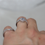 4.5ct Round Cut Diamond Engagement Ring 14k WhiteGold Over Antique Halo Trio Set