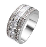 3.5ct Princess Round Diamond Wide Half Eternity Wedding Band 14K White Gold Over