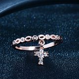 1.5ct Round Diamond Christ Cross Minimalist Slim Ring Band 14K Rose Gold Over