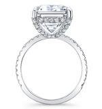 4.5ct Emerald Cut Diamond Hidden Halo Solitaire Ring Women 14K White Gold Finish