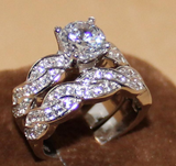 3.5ct Round Cut Diamond Bridal Set Infinity Styled Band Ring 14K White Gold Over