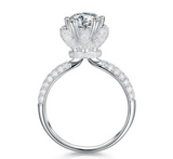 2.1ct Round Cut Diamond Engagement Ring 14k White Gold Finish Floral Solitaire