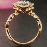 2.8ct Round Cut Diamond Engagement Ring 14k Yellow Gold Finish Flower Solitaire