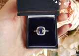2.5ct Cushion Brilliant Blue Sapphire Engagement Ring 14k White Gold Over Halo