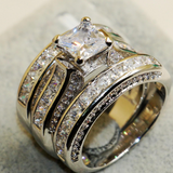 5.5ct Princess Cut Diamond Engagement Ring 14k White Gold Finish Unique Trio Set