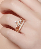 2.8ct Round Cut Diamond Engagement Ring 14k Rose Gold Finish Crown Queen Design