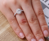 1.5ct Oval Cut Diamond Engagement Ring 14k WhiteGold Over Halo Solitaire Promise