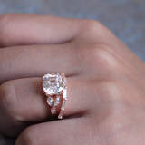 2.5ct Asscher Cut Diamond Engagement Ring 14k Rose Gold Over Wedding Bridal Set