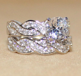 3.5ct Round Cut Diamond Bridal Set Infinity Styled Band Ring 14K White Gold Over