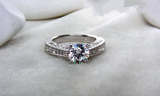 2.5ct Round Cut VVS1 Diamond Engagement Ring 18k White Gold Over Antique Vintage