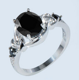 1.5ct Oval Black Diamond Elegant Solitaire Engagement Ring 14K White Gold Over
