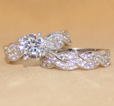 3.5ct Round Cut Diamond Bridal Set Infinity Styled Band Ring 14K White Gold Over