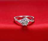 1.1ct Round Cut Diamond Engagement Ring 14k White Gold Finish Twist Solitaire