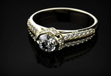 2.5ct Round Cut VVS1 Diamond Engagement Ring 14k Yellow Gold Over Halo Solitaire