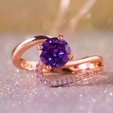 2.1ct Round Cut Purple Amethyst Engagement Ring 14k Rose Gold Finish Solitaire