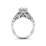 2.4ct Round Cut Diamond Engagement Ring 14k White Gold Finish Art Deco Filigree
