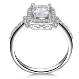 2.8ct Radiant Cut Diamond Engagement Ring 14k White Gold Finish Halo Solitaire