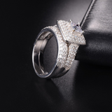 4.5ct Princess Cut VVS1D Diamond Engagement Ring 18k White Gold Over Bridal Set