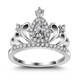 2.5ct Pear Cut Diamond Engagement Ring 14k White Gold Finish Halo Crown Design