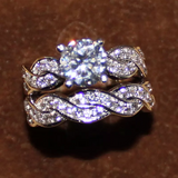 3.5ct Round Cut Diamond Bridal Set Infinity Styled Band Ring 14K White Gold Over