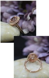 2.5ct Oval Peach Morganite Engagement Ring 14k Rose Gold Over Halo Rope Design