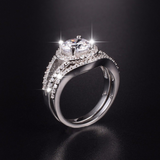 3.5ct Round Cut Diamond Engagement Ring 18k WhiteGold Over Split Band Bridal Set