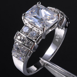 3.5ct Radiant Cut Diamond Accent Solitaire Engagement Ring 14K White Gold Finish