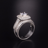 4.5ct Princess Cut VVS1D Diamond Engagement Ring 18k White Gold Over Bridal Set