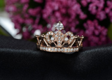 2.8ct Round Cut Diamond Engagement Ring 14k Rose Gold Finish Crown Queen Design